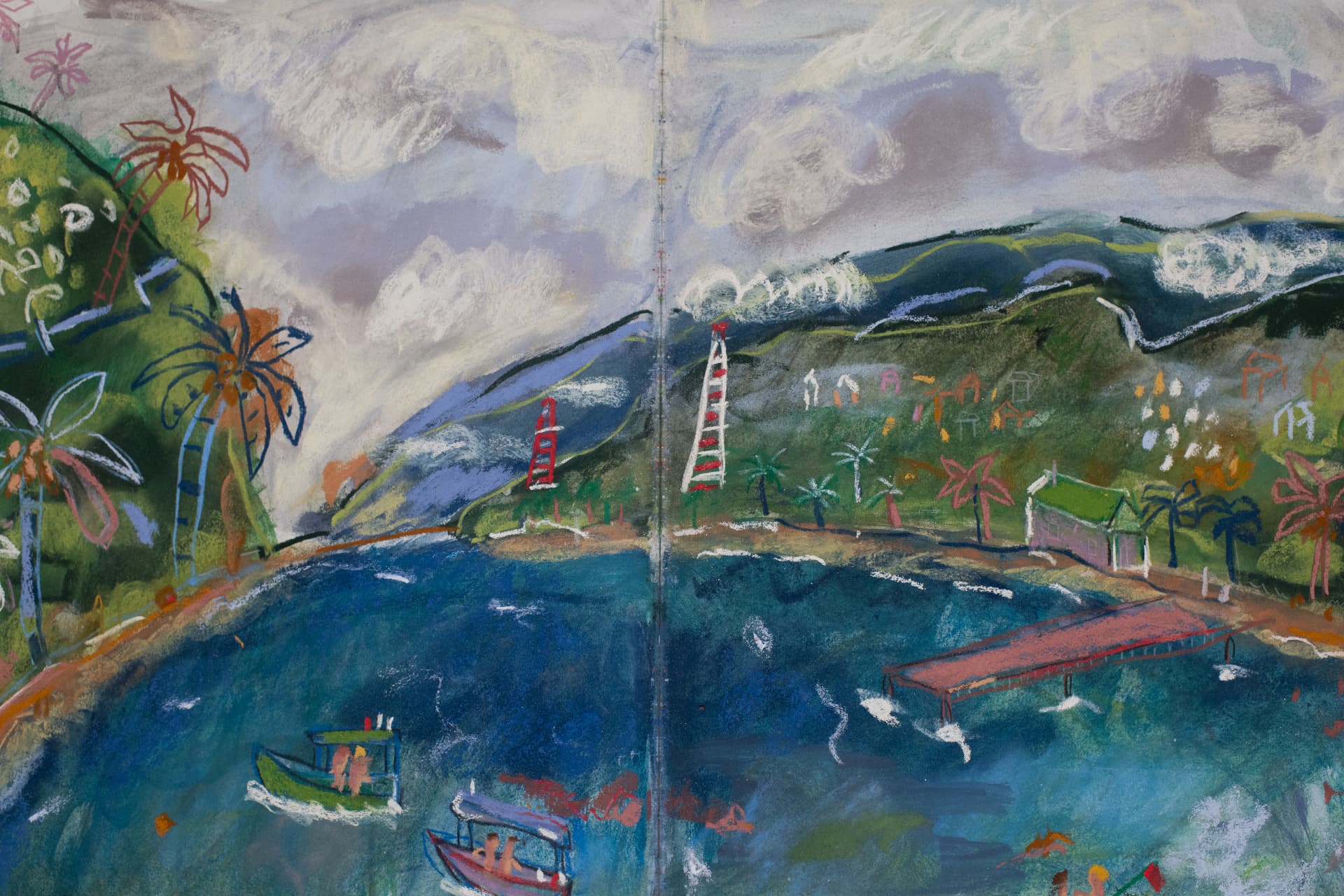 Punta Dominical 7/25/25, original travel sketch art by Karin Winter.
