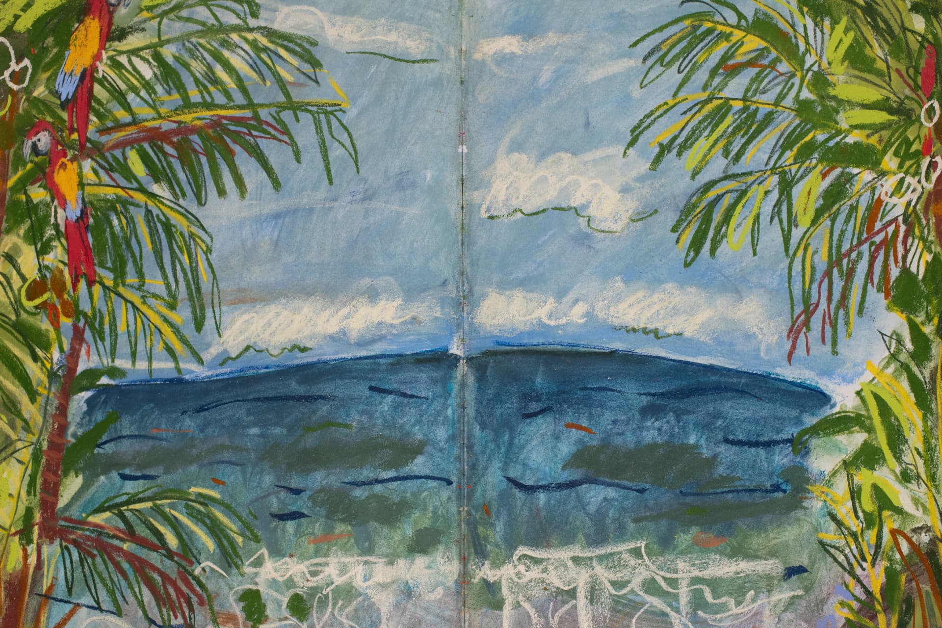 Playa Carate 7/27/25, original travel sketch art by Karin Winter.