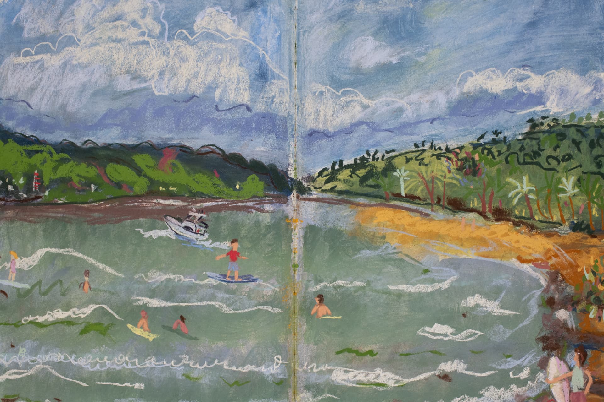 Playa Sombrero 7/29/25, original travel sketch art by Karin Winter.