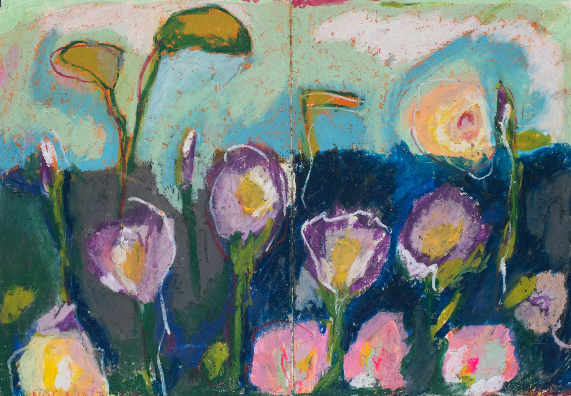 NOLA Botanical Garden Water Lilies 10/3/25, original travel sketch art by Karin Winter.