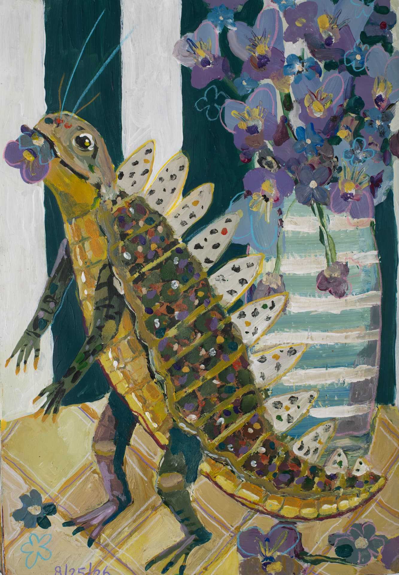 Lizard with Plated Back, original creature art by Karin Winter.