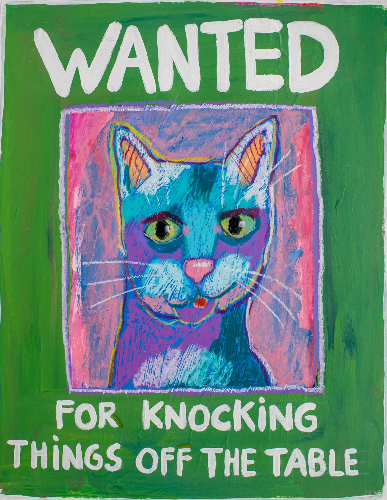 Table-Top Tilly, original oil pastel cat art by Karin Winter.