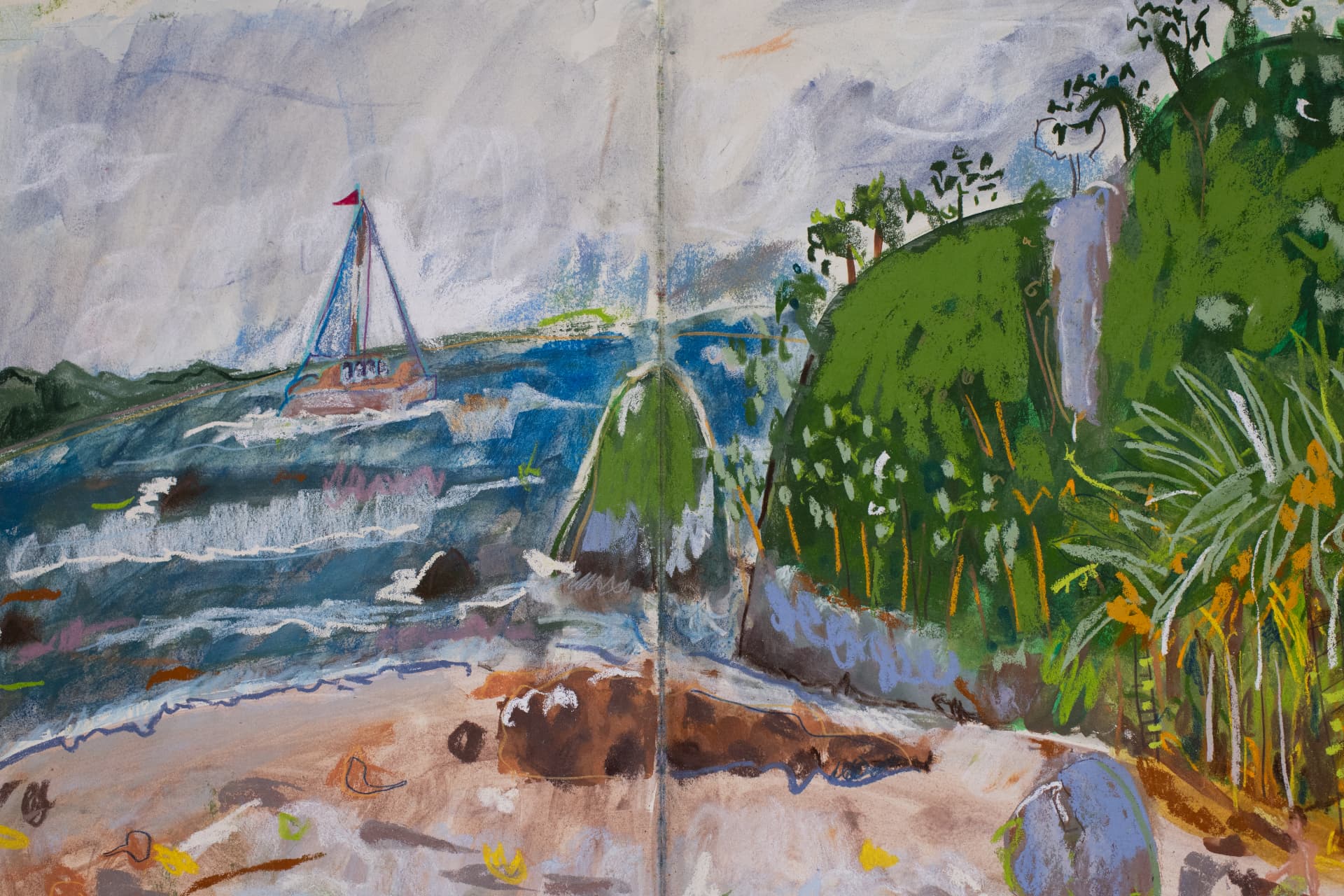 Playa Matapalo 7/25/25, original travel sketch art by Karin Winter.