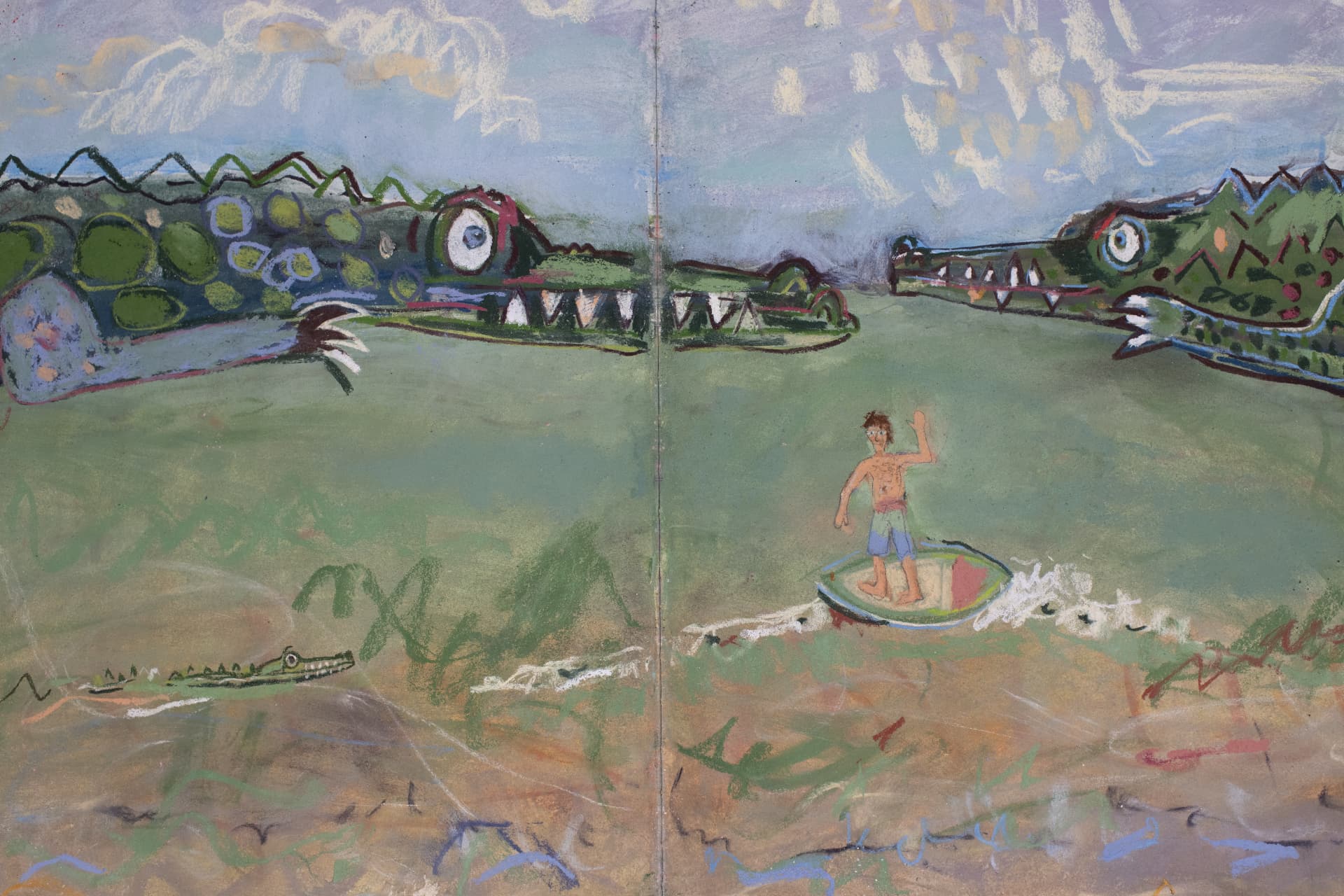 Playa Cocodrilo 7/30/25, original travel sketch art by Karin Winter.