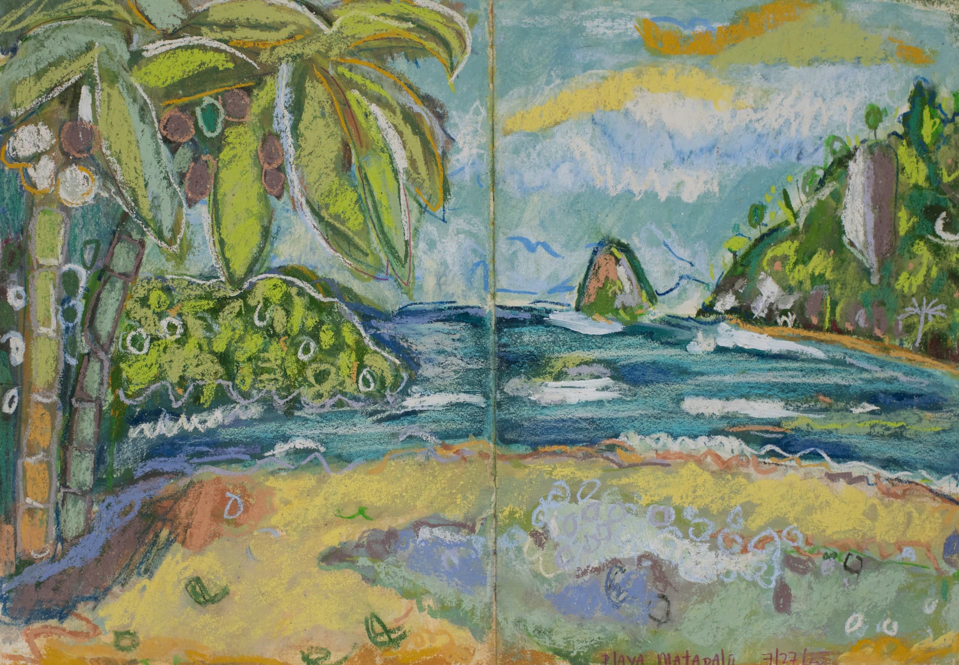 Playa Matapalo 7/27/25, original travel sketch art by Karin Winter.